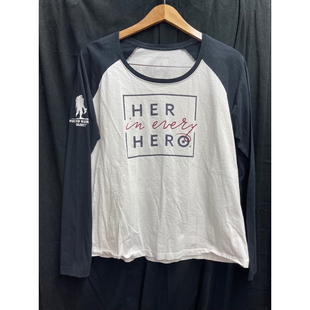 'Her in Every Hero' Long Sleeve Raglan Tee - Black & White